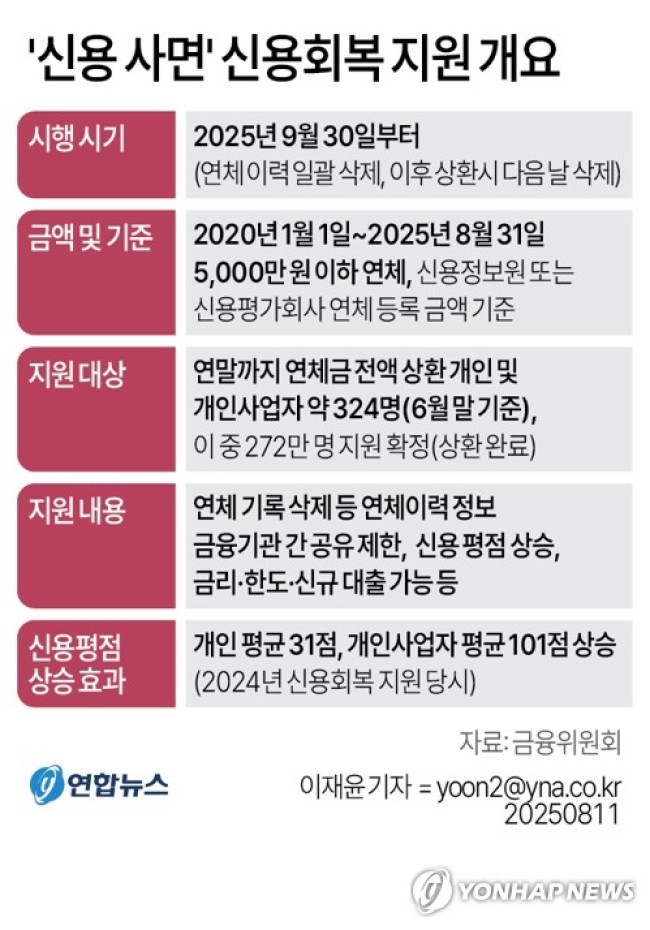 [그래픽] '신용 사면' 신용회복 지원 개요