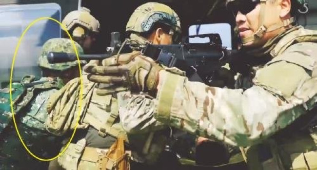 미군과 연합 훈련 중인 대만군(노란색 원)