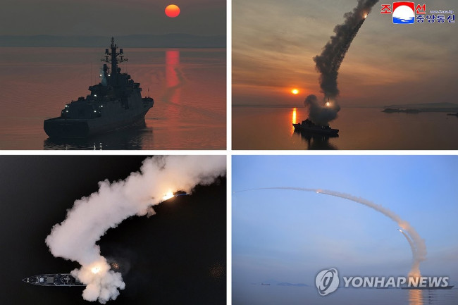 북한, '최현호' 순항미사일 시험발사 진행…김정은 화상 참관