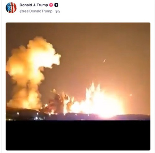 도널드 트럼프 미국 대통령이 트루스소셜에 올린 폭발 영상